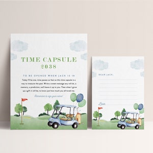 Golf Time Capsule, gat in één tijdcapsule, hole-in-one partij, BEWERKBARE tijdcapsule teken en kaart, INSTANT DOWNLOAD