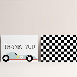 Race Car Thank You Card, Vintage Race Car Thank you,  Two Fast Thank You Card, Editable Thank you card,   INSTANT DOWNLOAD