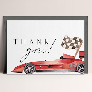 Carte de remerciement pour voiture de course, anniversaire de voiture de course, deux rapides, un rapide, numérique imprimable, modèle numérique modifiable, TÉLÉCHARGEMENT IMMÉDIAT