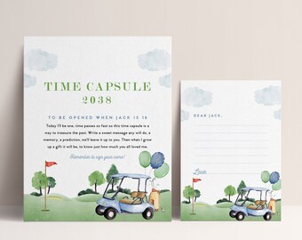 Golf Time Capsule Sign & Card: Hole-in-One Party (INSTANT DOWNLOAD)