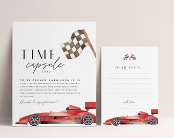 Race Car Birthday Time Capsule: Modern Printable Template (Digital Download)