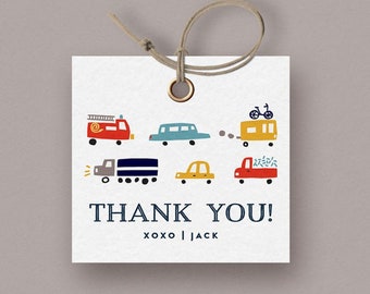 Transportation Favor Tags, Transportation Birthday Thank you tags, Car Tag, Truck Tag, INSTANT DOWNLOAD 3x3