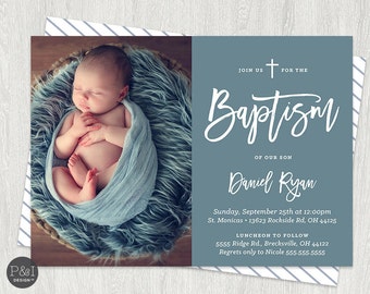 Baby Boy Or Girl Baptism Christening Invitations Diy Etsy