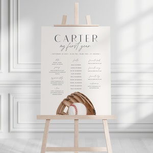 Baseball Milestone Board Template: Modern Birthday Party Decor (Digital Editable Corjl Template)