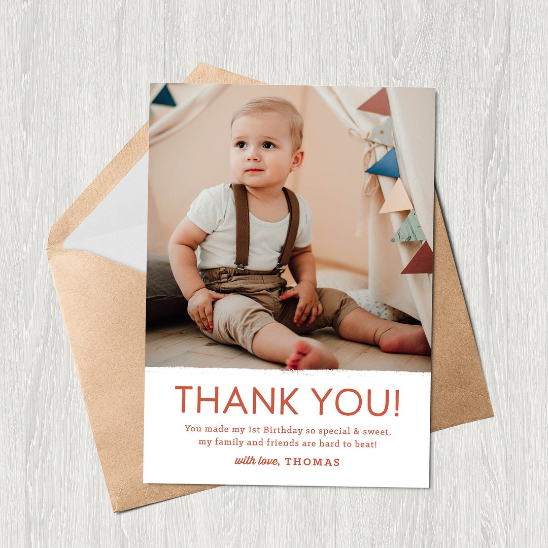 Editable Photo Thank You Card: 5x7 Birthday Template (instant Download ...