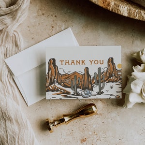 Western Thank You Card: Cowboy Birthday Party, Editable Template (Digital Download)