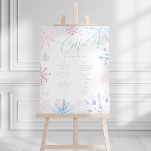 Winter Birthday Milestone Board: Snowflake Princess Party (Editable Template, INSTANT DOWNLOAD)