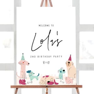 Editable Dog Birthday Welcome Sign, Puppy Pawty Sign, Dog Birthday Welcome Sign, INSTANT DOWNLOAD