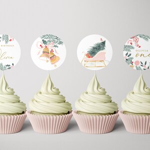 Winter Onederland Cupcake Toppers: Weihnachten 1.Geburtstag (INSTANT DOWNLOAD)