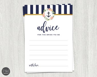 Advice for the Bride-to-Be | Nautical Bridal Shower Downloads and Games | Instant Download (5x7)