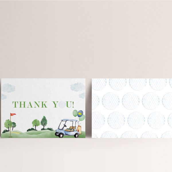 Golf Birthday Thank You Card, Hole in One, Masters Golf Thank You Car,  Hole-in-One Party, EDITABLE Thank you card,  INSTANT DOWNLOAD