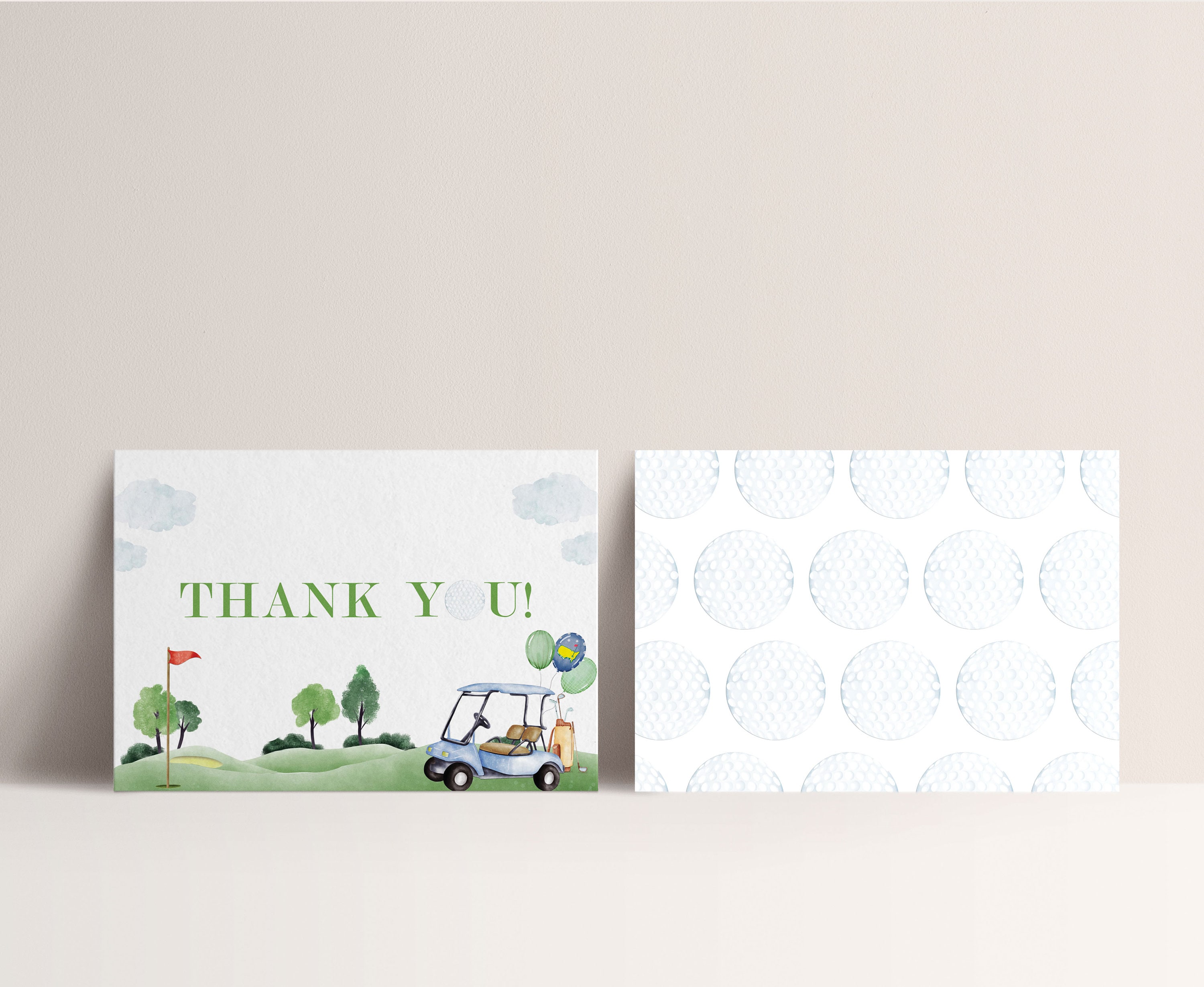 Golf Birthday Thank You Card, Hole in One, Masters Golf Thank You Car,  Hole-in-One Party, EDITABLE Thank you card,  INSTANT DOWNLOAD