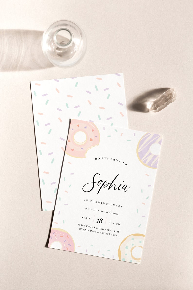 Donut Birthday Invitation Donut Party Sweet One Donut Invitation Template Editable Birthday Invitation INSTANT DOWNLOAD