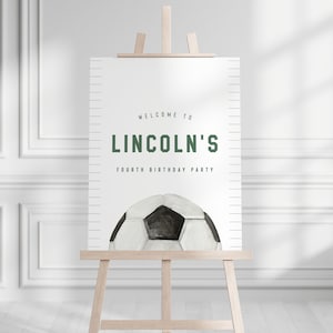 Soccer Birthday Welcome Sign, Modern Soccer Party, Soccer Ball, Soccer Party Decorations, Editable Template, INSTANT DOWNLOAD