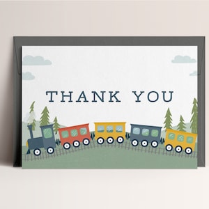 Zug Danke Karte Vorlage Moderne Zug Geburtstagsparty Danke Karte Choo Choo Zug Bearbeitbare Digitale Vorlage SOFORTIGER DOWNLOAD