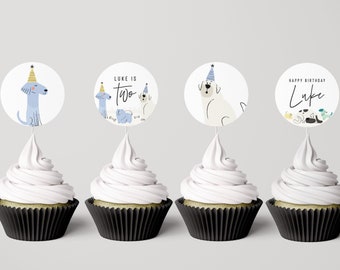 Dog Birthday Cupcake Toppers: Puppy Party Decorations (INSTANT DOWNLOAD)