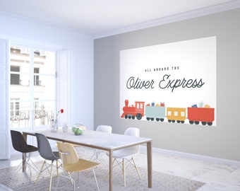 Modern Train 2nd Birthday Backdrop (INSTANT DOWNLOAD)