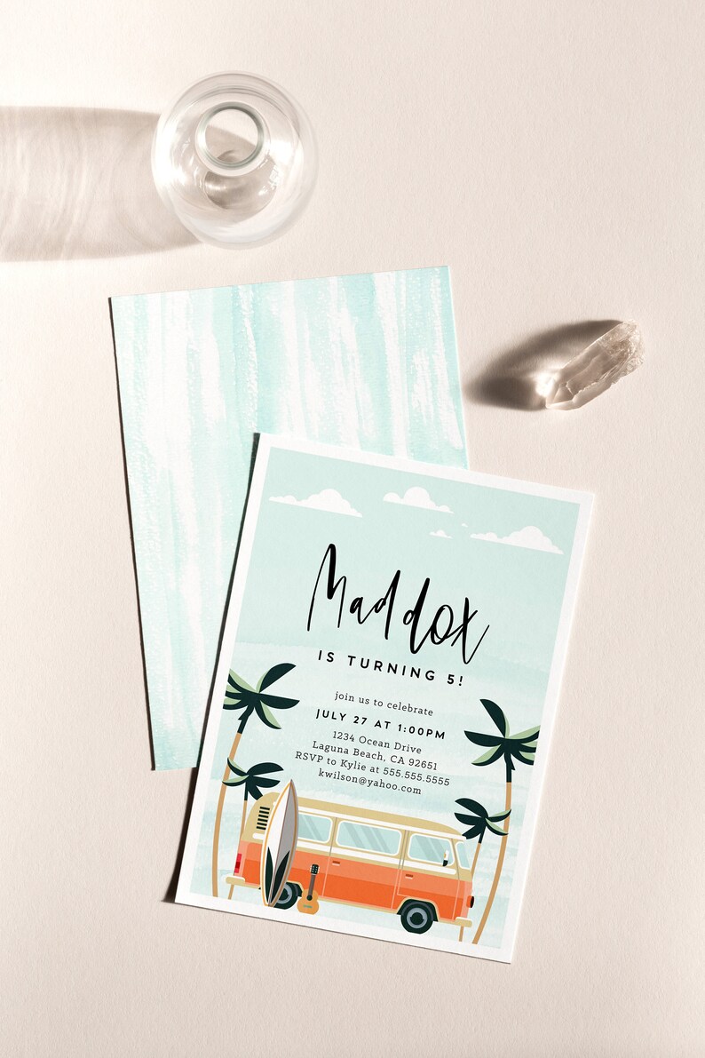 Surf Invitation, Editable Surf Birthday, Surfing Invitation, Surf's Up, Surfboard Invitation, Surfing Party, INSTANT DOWNLOAD image 2