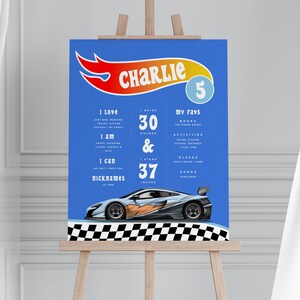 Race Car Birthday Milestone Board: Hot Wheels Party Sign (Digital Download)