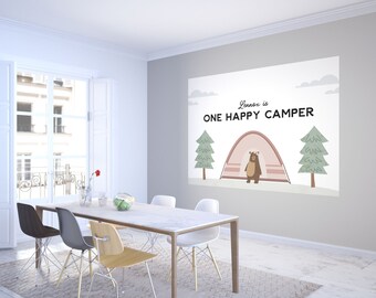 Girl Happy Camper Backdrop One Happy Camper Girl First Birthday Camping Tent Party Editable Digital Template Instant Download