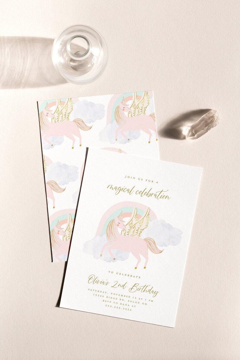 Unicorn Invitation Template Unicorn and Rainbow Birthday Invitation Unicorn Party Invitation Editable Invitation INSTANT