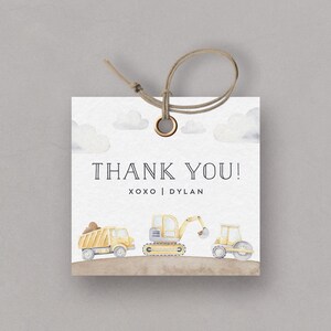 Construction Trucks Favor Tag, Construction Birthday Favor Tag, Dump Truck Birthday Favor Tag, INSTANT DOWNLOAD