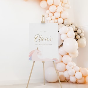 Unicorn Welcome Sign, Unicorn Birthday Welcome Sign,  Modern, Simple, Unicorn Party Signs,  Editable Welcome Sign,  INSTANT DOWNLOAD