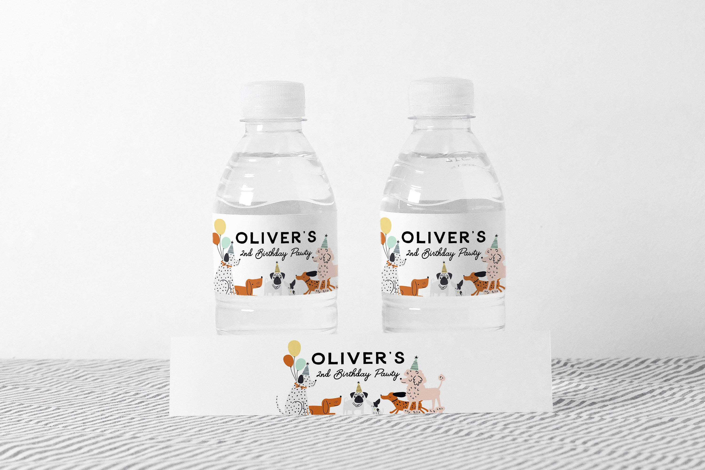 Dog Party Water Labels Puppy Pawty Water Bottle Labels Dog Theme Birthday Decorations Editable Water Labels INSTANT DOWNLOAD