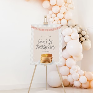 Pancakes and Pajamas Party Welcome Sign, Digital File, Printable, Pancake Party, Pajama Party, Instant Editable Template