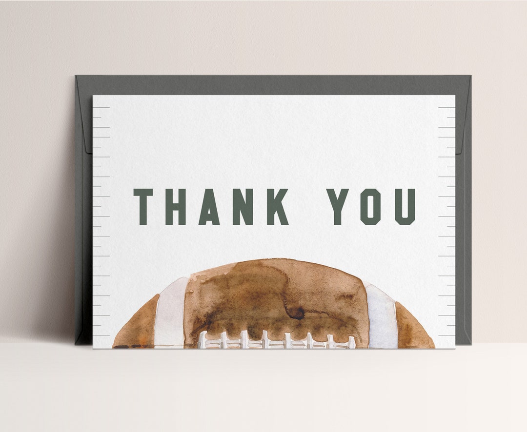 Football Thank You Card Template Football Birthday Party Thank You ...