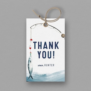 Fishing Birthday Favor Tag, Fishing Party Thank You Tag, Fishing Party Printables,  Editable Tag, INSTANT DOWNLOAD