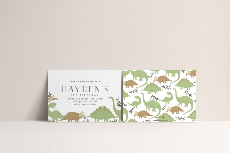 Dinosaur Birthday Invitation Simple Dinosaur Invitation Etsy