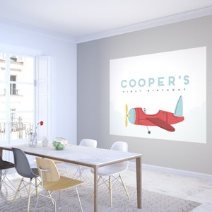 Airplane Birthday Backdrop Template: Modern Aviation Party (INSTANT DOWNLOAD)