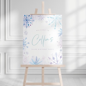 Winter Birthday Welcome Sign: Snowflake Party Decor (INSTANT DOWNLOAD)