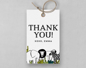 Wild One Favor Tags, Modern Wild One,  Jungle, Safari Animals, Favor Tags INSTANT DOWNLOAD