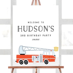 Fire Truck Birthday Welcome Sign: Dalmatian Dog (Instant Download)