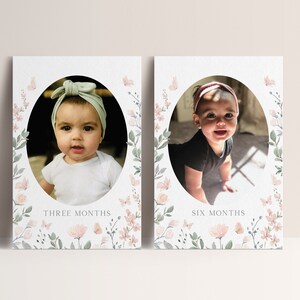 Butterfly Birthday Photo Banner: Blush Floral Garden (Editable Template, Instant Download)