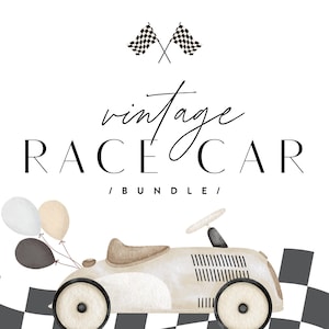 Vintage Race Car Birthday Party Bundle: Editable Corjl Templates (Digital Download)