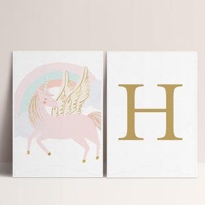 Unicorn Birthday Banner Template, Unicorn and Rainbow, Editable Pastel Unicorn Party Bunting, Girl Birthday Banner INSTANT DOWNLOAD