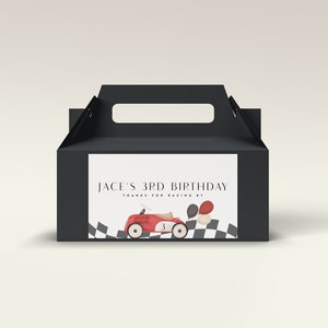 Race Car Favor Box Label Template: Fast One Birthday (Digital Template)
