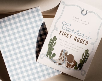 Editable My First Rodeo Invitation: Cowboy Birthday (Digital Download)