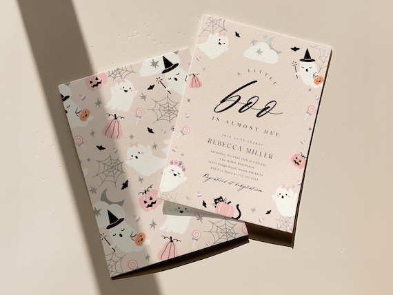 Little Boo Ghost Baby Shower Invitation: Halloween Theme (Editable Template Instant Download)