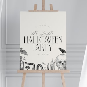 Plantilla de cartel de bienvenida para fiesta de Halloween vintage (descarga digital)