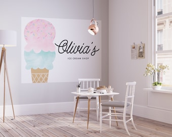 Ice Cream Birthday Backdrop: Party Banner (INSTANT DOWNLOAD)