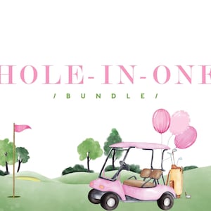 Pink Golf Birthday Party Package: Editable Corjl Templates (Digital Download)