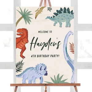 Dinosaur Welcome Sign, Dinosaur Birthday Welcome Sign, jurassic,  trex, dinosaur party, dinosaur birthday, EDITABLE,  INSTANT DOWNLOAD