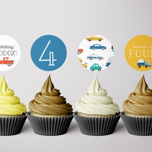 Truck Birthday Cupcake Toppers: Transportation Party (INSTANT DOWNLOAD)