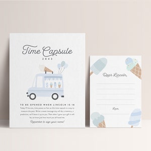 Ice Cream Birthday Time Capsule, Ice Cream Truck, Ice Cream Party, Modern Ice Cream Birthday Party, Editable Template, INSTANT DOWNLOAD