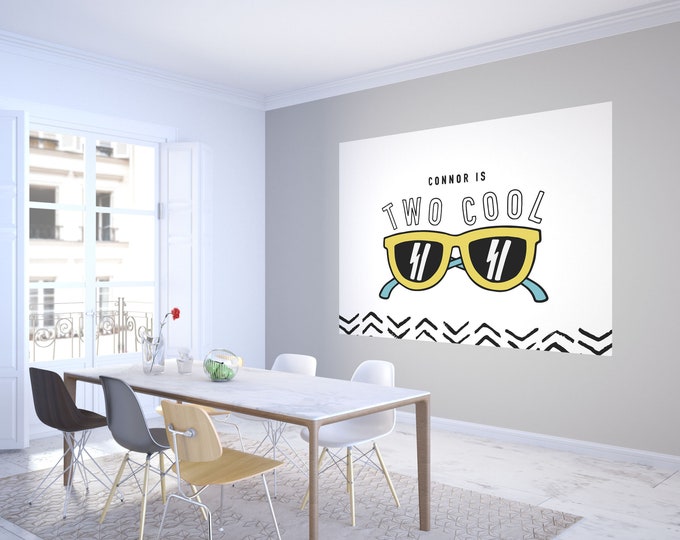 Two Cool Two Cool Birthday Backdrop, Modern Two Cool Party Decorations, Editable ...