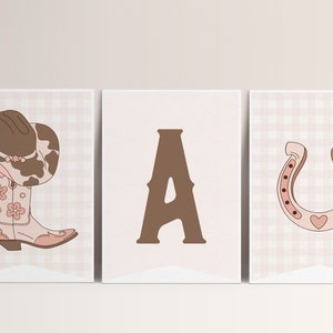 Modello modificabile per striscioni da rodeo: bandierine di compleanno da cowgirl (download immediato)